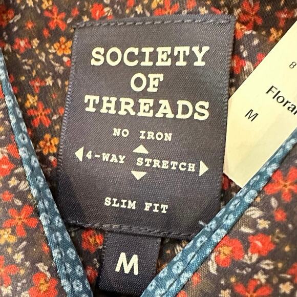 Society of threads size medium, four-way stretch, blue, and red floral - Picture 7 of 12